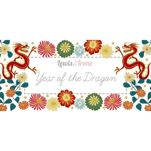 Lewis and Irene Fabric Lewis And Irene Year Of The Dragon Metallic Black And Red Floral A866-3  - The Sewing Studio