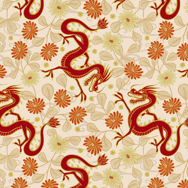 Lewis and Irene Fabric Lewis And Irene Year Of The Dragon Metallic Dragon On Cream A862-1  - The Sewing Studio for sale UK - The Sewing Studio