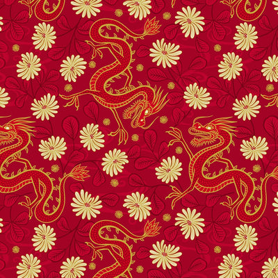 Lewis And Irene Year Of The Dragon Metallic Dragon On Red A862-2