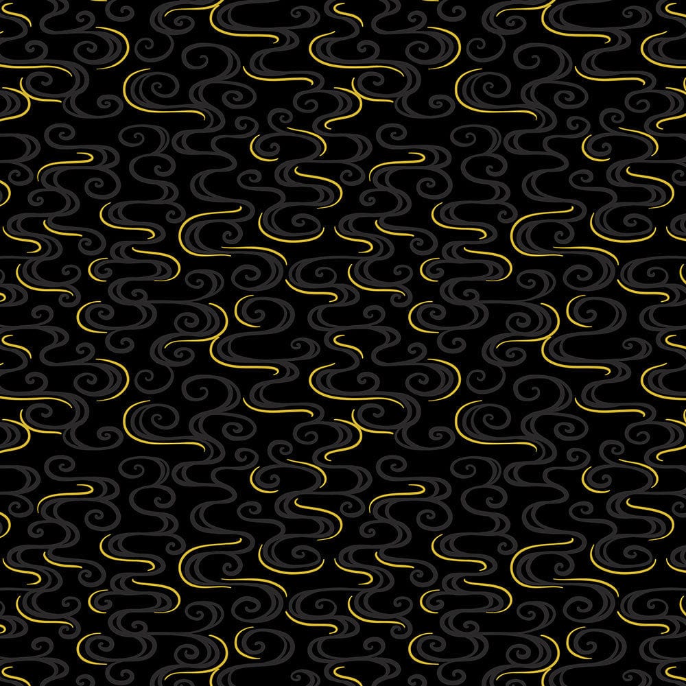 Lewis and Irene Fabric Lewis And Irene Year Of The Dragon Metallic Dragon Swirl On Black A864-3  - The Sewing Studio