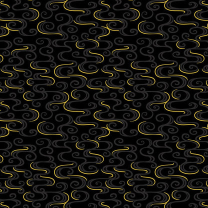 Lewis and Irene Fabric Lewis And Irene Year Of The Dragon Metallic Dragon Swirl On Black A864-3  - The Sewing Studio