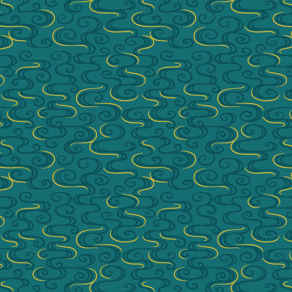 Lewis and Irene Fabric Lewis And Irene Year Of The Dragon Metallic Dragon Swirl On Dark Jade A864-2  - The Sewing Studio