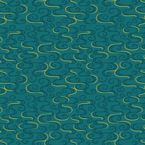 Lewis and Irene Fabric Lewis And Irene Year Of The Dragon Metallic Dragon Swirl On Dark Jade A864-2  - The Sewing Studio