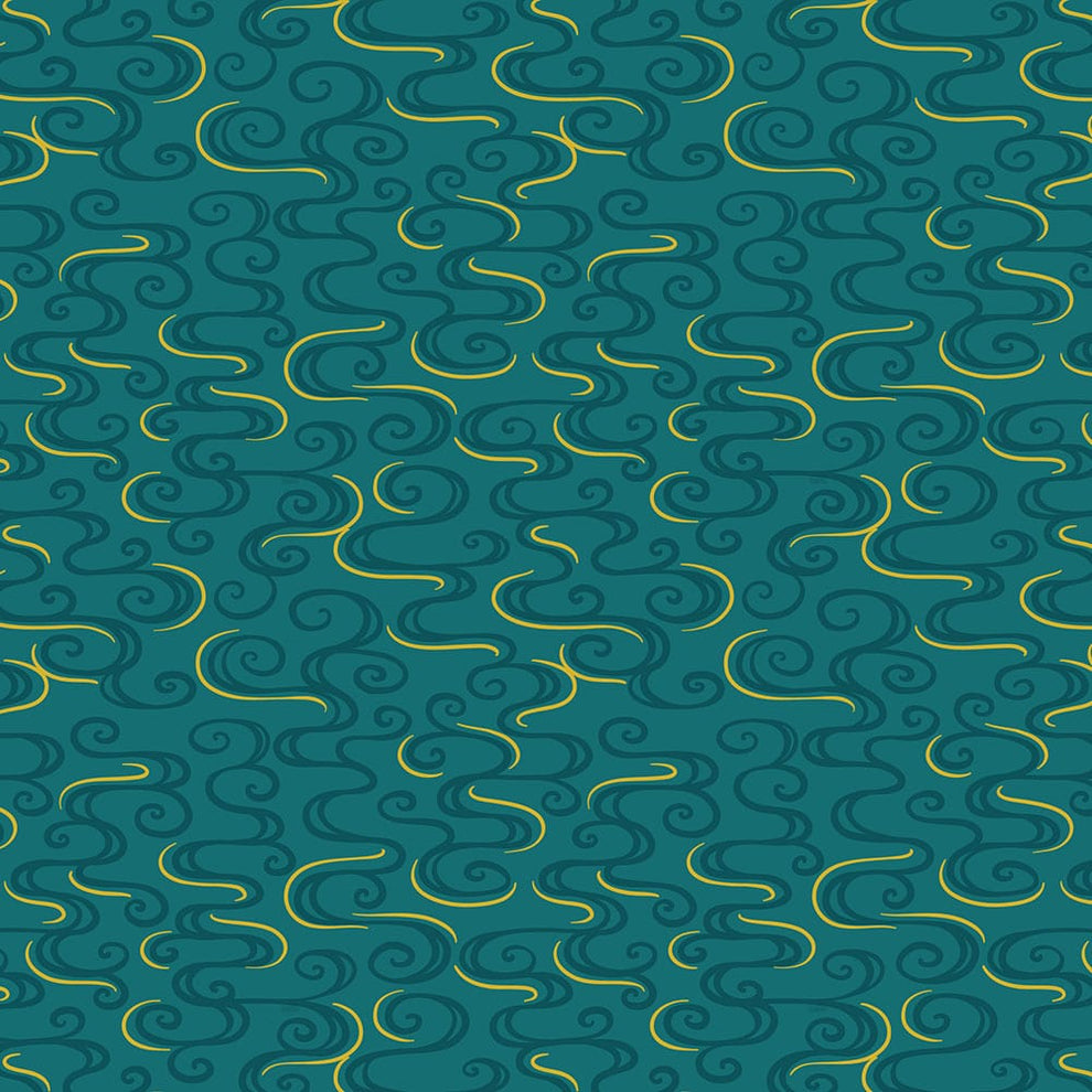 Lewis and Irene Fabric Lewis And Irene Year Of The Dragon Metallic Dragon Swirl On Dark Jade A864-2  - The Sewing Studio