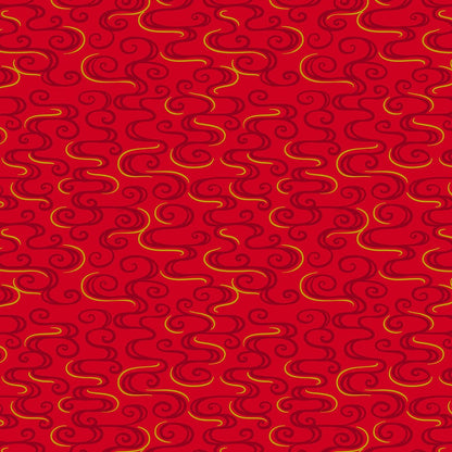 Lewis and Irene Fabric Lewis And Irene Year Of The Dragon Metallic Dragon Swirl On Red A864-1  - The Sewing Studio