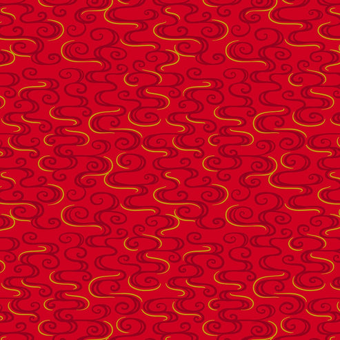 Lewis and Irene Fabric Lewis And Irene Year Of The Dragon Metallic Dragon Swirl On Red A864-1  - The Sewing Studio