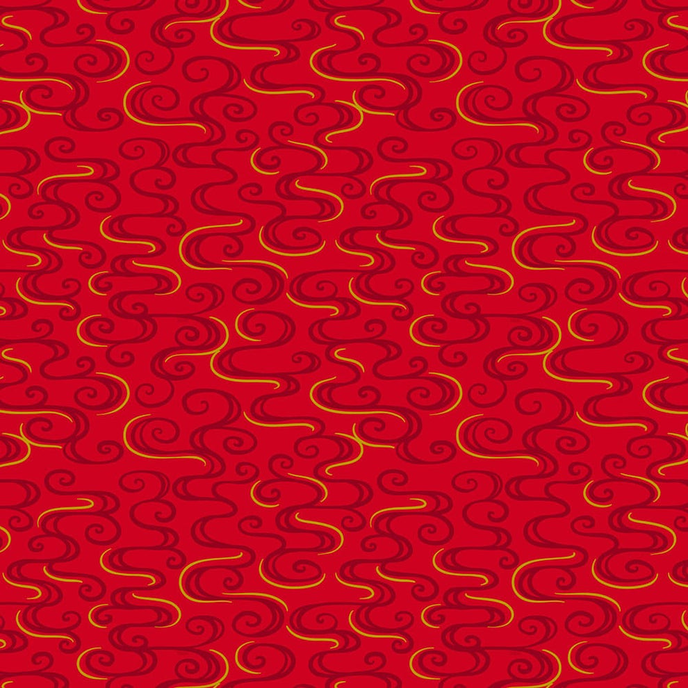 Lewis and Irene Fabric Lewis And Irene Year Of The Dragon Metallic Dragon Swirl On Red A864-1  - The Sewing Studio