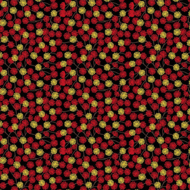 Lewis and Irene Fabric Lewis And Irene Year Of The Dragon Metallic Red And Gold Aster On Black A865-2  - The Sewing Studio for sale UK - The Sewing Studio