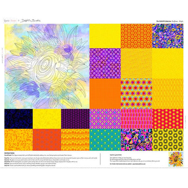 Lewis and Irene Fabric Panels & Labels Lewis And Irene Flower Collection Sunflower Bright Fabric Panel DB12  - The Sewing Studio for sale UK - The Sewing Studio