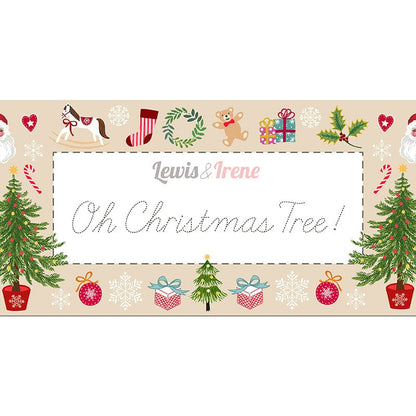 Lewis and Irene Fabric Panels & Labels Lewis And Irene Oh Christmas Tree Santa Stocking Fabric Panel C114  - The Sewing Studio