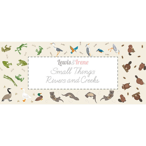 Lewis and Irene Fabric Panels & Labels Lewis And Irene Small Things Rivers And Creeks Small Things Squares Fabric Panel SM81  - The Sewing Studio