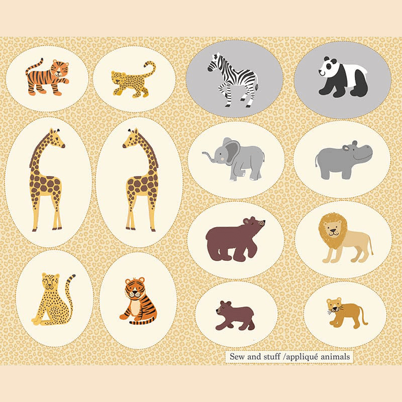 Lewis and Irene Fabric Panels & Labels Lewis And Irene Small Things Wild Animals Cut Out 36 x 44 Inch Fabric Panel A702  - The Sewing Studio