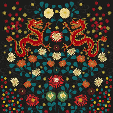 Lewis and Irene Fabric Panels & Labels Lewis And Irene Year Of The Dragon Metallic 58 x 58 Inch Quilt Fabric Panel P3  - The Sewing Studio for sale UK - The Sewing Studio