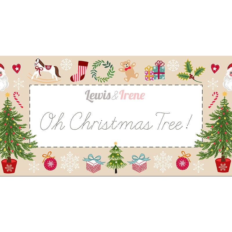 Lewis And Irene Oh Christmas Tree Santa Stocking Fabric Panel C114 Range Image