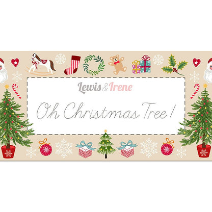 Lewis And Irene Oh Christmas Tree Mini Advent Stockings Fabric Panel C113 Range Image