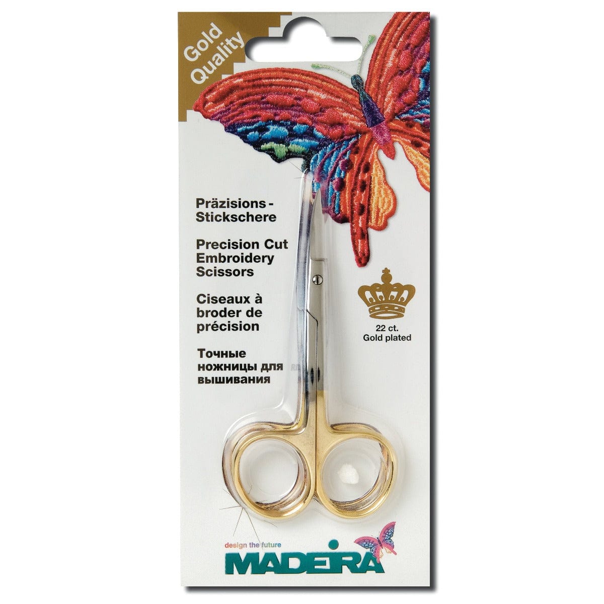 Madeira Scissors Embroidery Scissors Double Curve Gold Plated 9cm  - The Sewing Studio