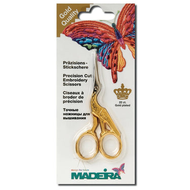 Madeira Scissors Stork Embroidery Scissors Gold Plated 9cm  - The Sewing Studio for sale UK - The Sewing Studio