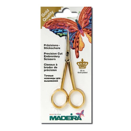 Madeira Scissors Straight Gold Plated Embroidery Scissors 12cm  - The Sewing Studio