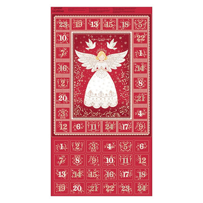 Makower Angels Advent Fabric Panel Red 042-R