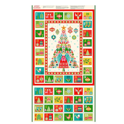 Makower Christmas Brights Advent Fabric Panel 025-1