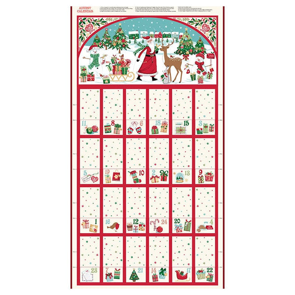 Makower Christmas Wishes Advent Fabric Panel 039-1 Main Image