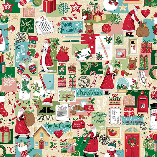Makower Christmas Wishes Dear Santa Cream 032-Q Main Image