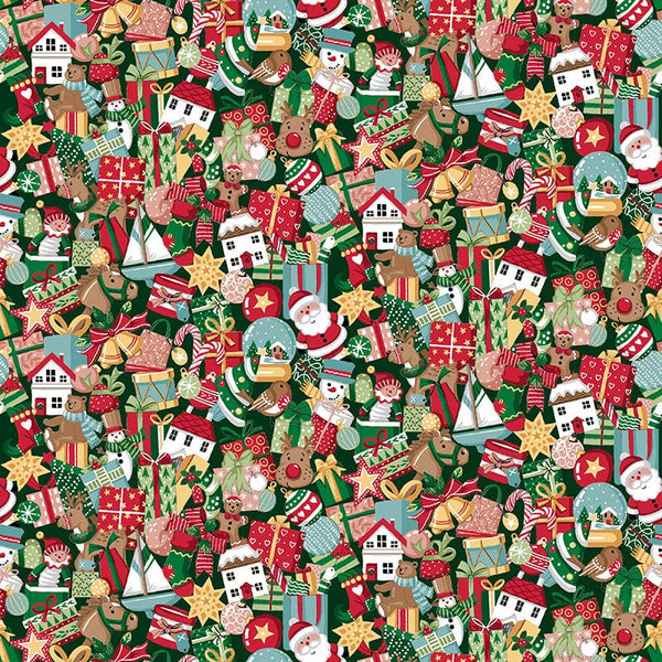 Makower Christmas Wishes Stocking Fillers Green 033-G Main Image