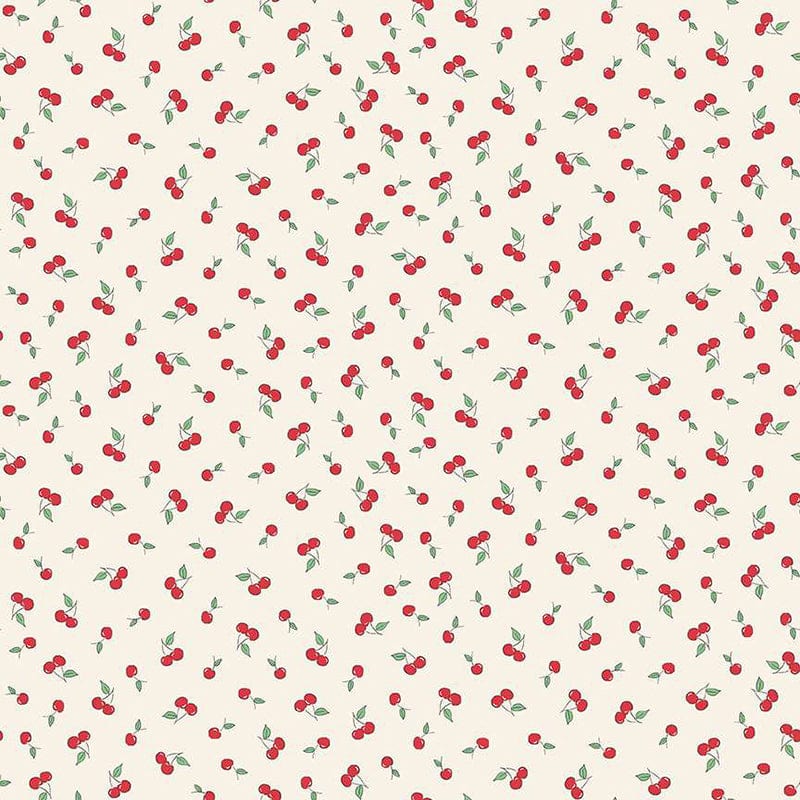 Makower Fabric Makower Afternoon Tea Cherry Crush Cream 094-Q  - The Sewing Studio