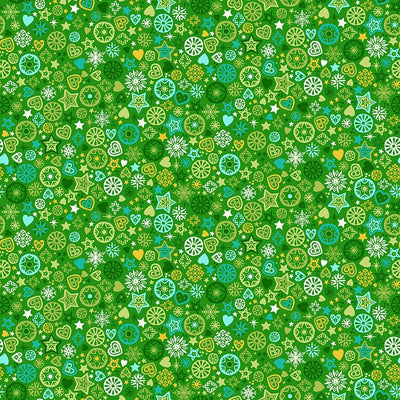 Makower Fabric Makower Christmas Brights Merry Motifs Green 024-G