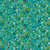 Makower Fabric Makower Christmas Brights Merry Motifs Turquoise 024-T