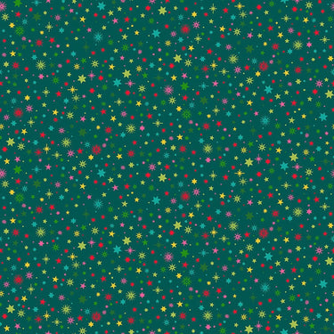 Makower Fabric Makower Christmas Brights Starlight Green 022-T