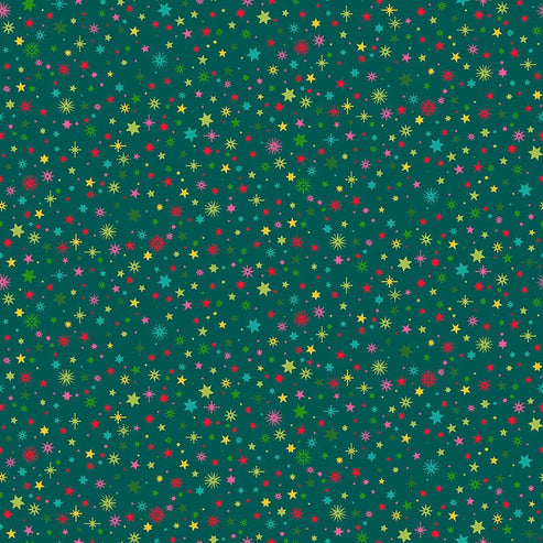 Makower Fabric Makower Christmas Brights Starlight Green 022-T