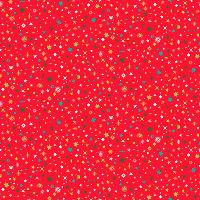 Makower Fabric Makower Christmas Brights Starlight Red 022-R