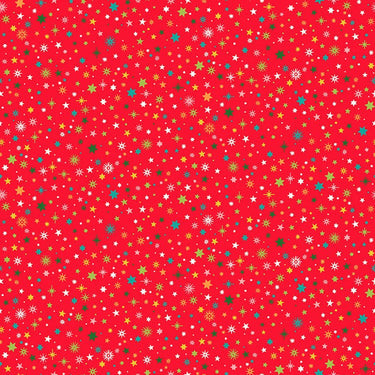 Makower Fabric Makower Christmas Brights Starlight Red 022-R