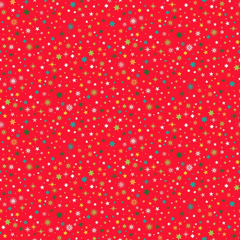 Makower Fabric Makower Christmas Brights Starlight Red 022-R