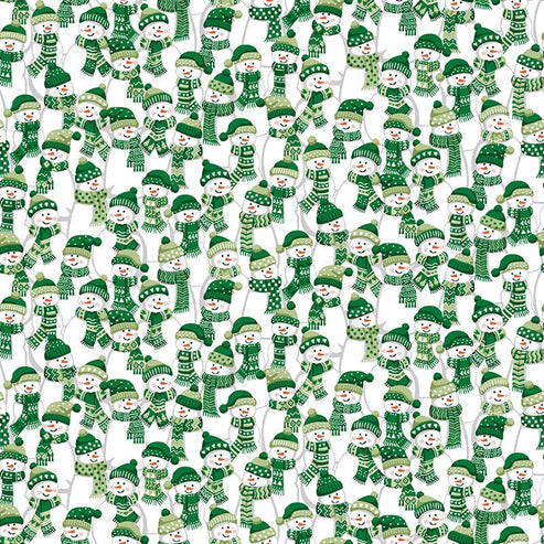 Makower Fabric Makower Christmas Wishes Frosty Fellows Green 035-G