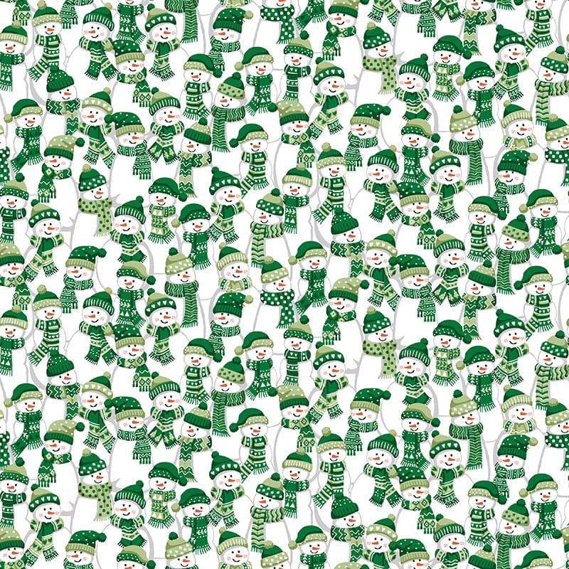 Makower Fabric Makower Christmas Wishes Frosty Fellows Green 035-G