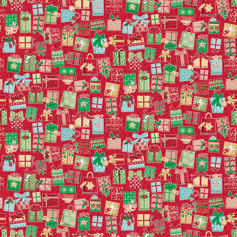 Makower Fabric Makower Christmas Wishes Gifts Galore Red 034-R