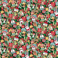 Makower Fabric Makower Christmas Wishes Stocking Fillers Green 033-G