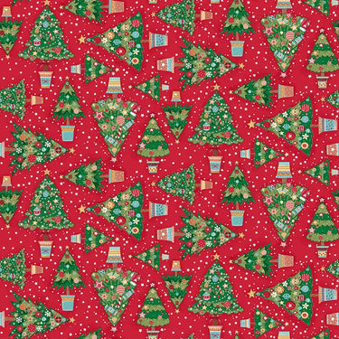 Makower Fabric Makower Christmas Wishes Tree Red 036-R