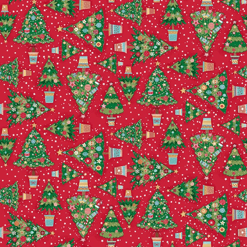 Makower Fabric Makower Christmas Wishes Tree Red 036-R