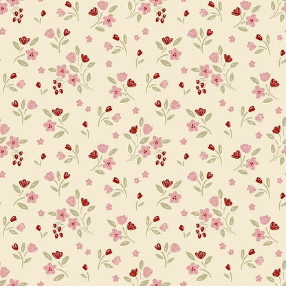 Makower Fabric Makower Cozy House Apple Blossom Blush 2-1252E  - The Sewing Studio