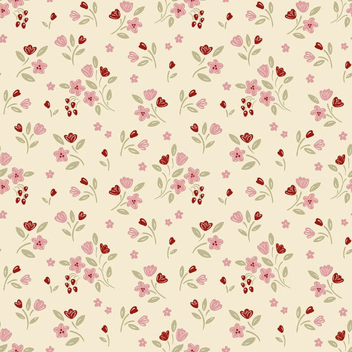 Makower Fabric Makower Cozy House Apple Blossom Blush 2-1252E  - The Sewing Studio