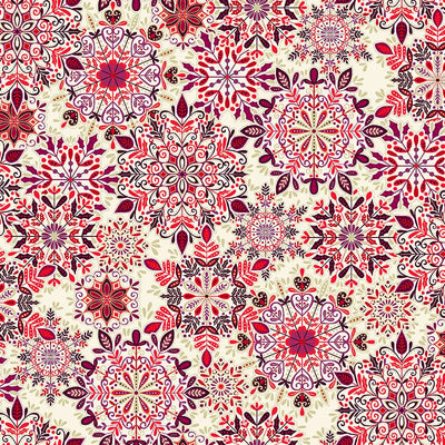 Makower Fabric Makower Enchanted Snow Crystal Red 027-R