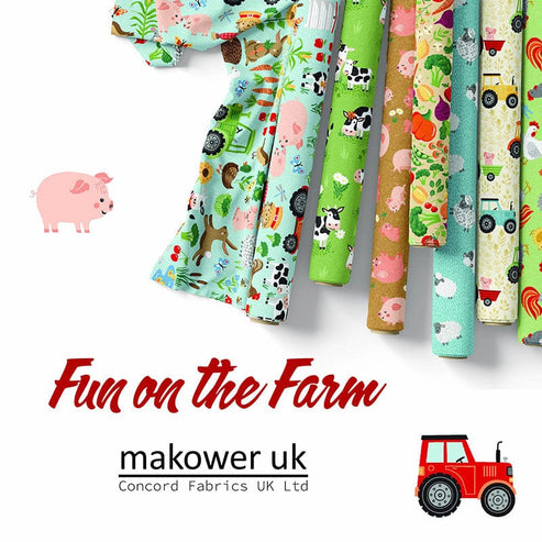 Makower Fabric Makower Fun On The Farm Chickens Cream 070-Q  - The Sewing Studio