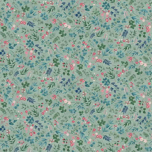 Makower Fabric Makower Kasumi Cherry Blossom Teal 044-T