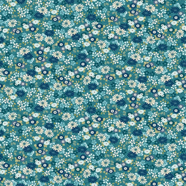 Makower Fabric Makower Kasumi Floating Flowers Teal 046-T