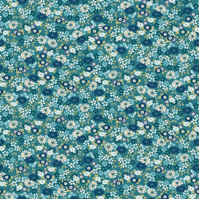 Makower Fabric Makower Kasumi Floating Flowers Teal 046-T