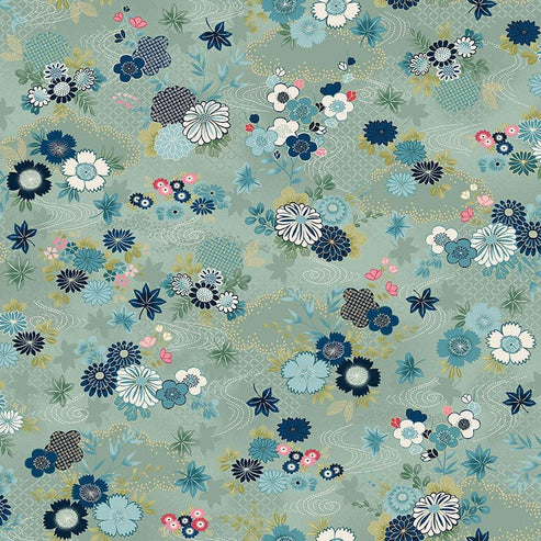 Makower Fabric Makower Kasumi Harmony Teal 043-T