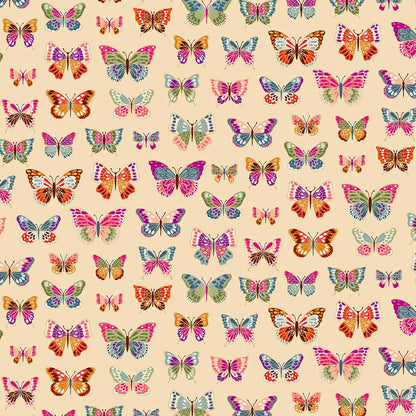 Makower Fabric Makower Luxe Butterflies Cream 2613-Q  - The Sewing Studio